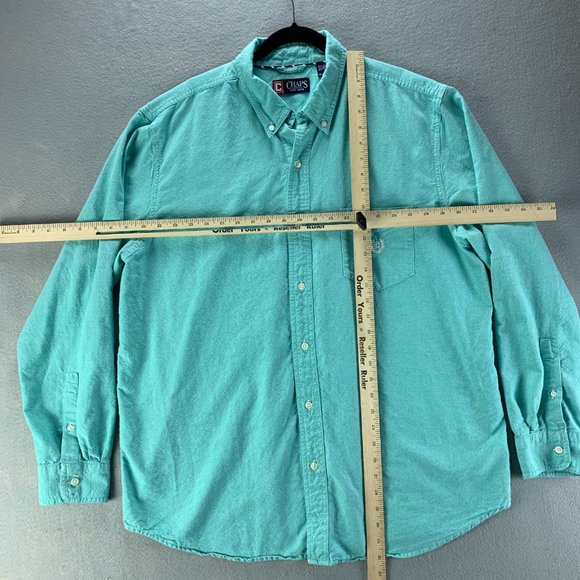 **SOLD**Chaps Mens Shirt Extra Large Teal Oxford Button Down 100% Cotton Pocket - Picture 7 of 11